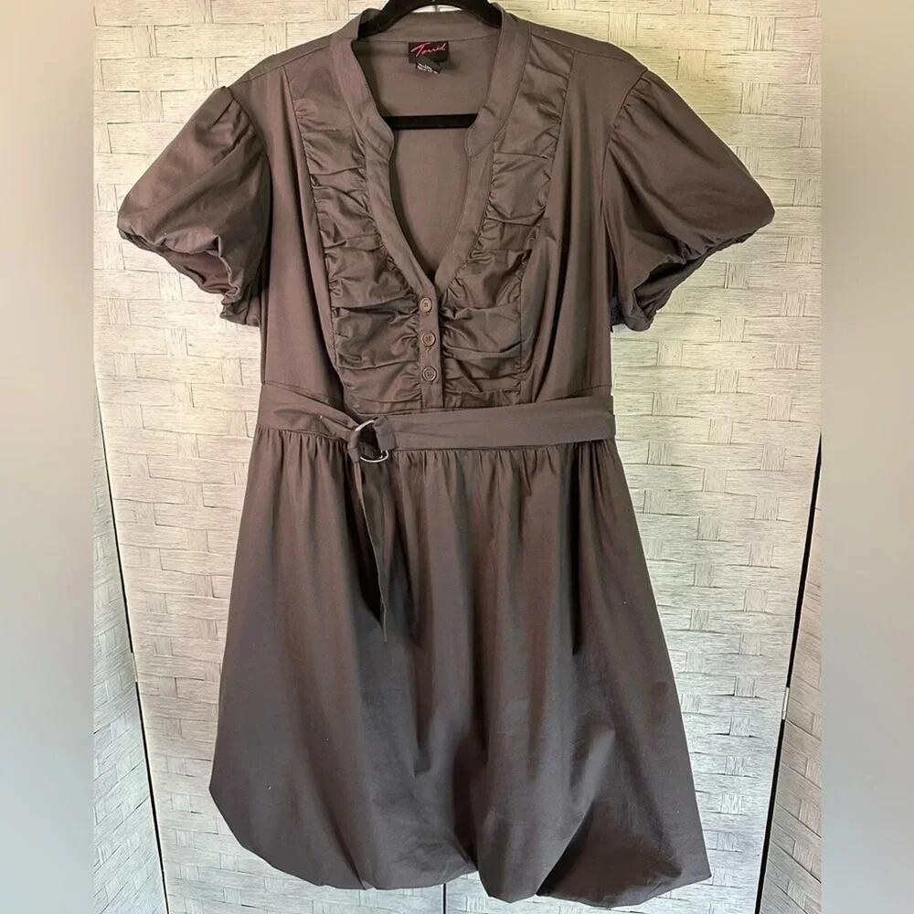 Torrid Womens Dress gathered ruffle‎ bubble balloon sleeve fun feminine evening